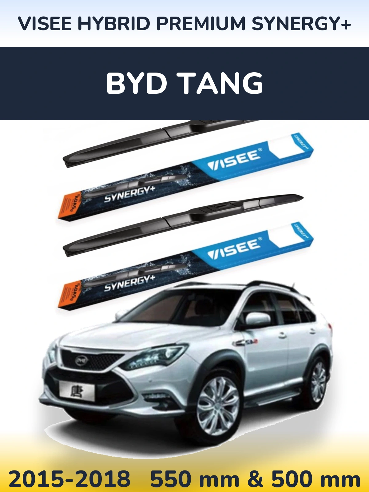 Sada předních stěračů VISEE HYBRID PREMIUM SYNERGY+ 550 a 500 mm pro BYD Tang 2015-2018