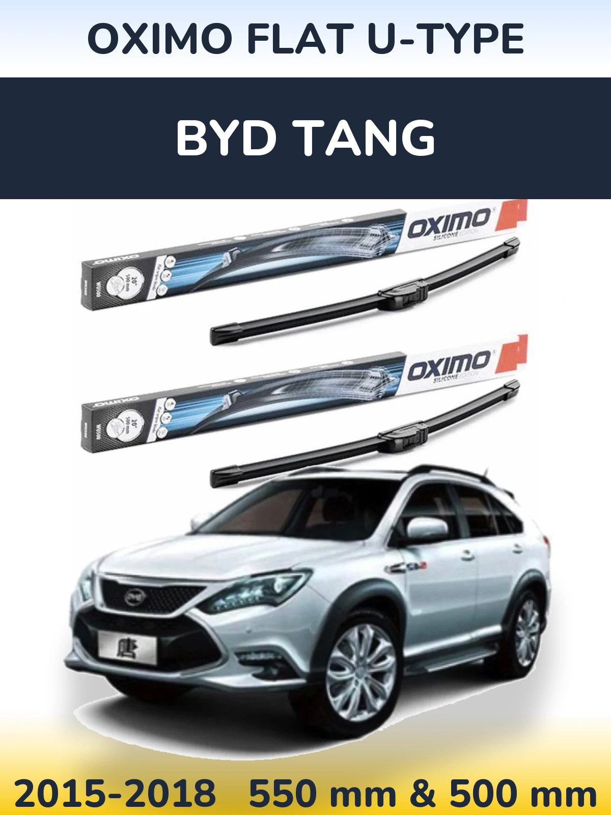 Sada předních stěračů Oximo Flat U-type 550 a 500 mm pro BYD Tang 2015-2018