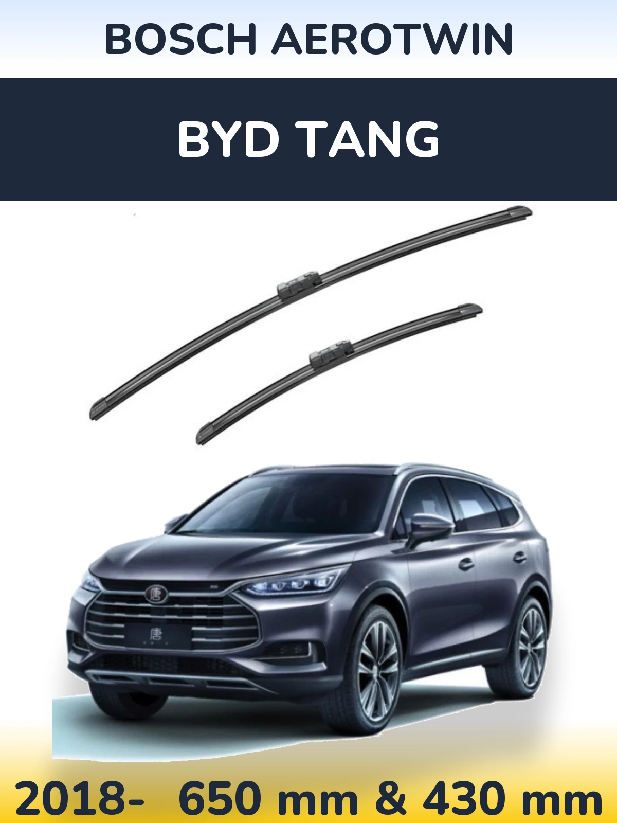Sada předních stěračů BOSCH AeroTwin 650 a 430 mm pro BYD Tang 2018-2026