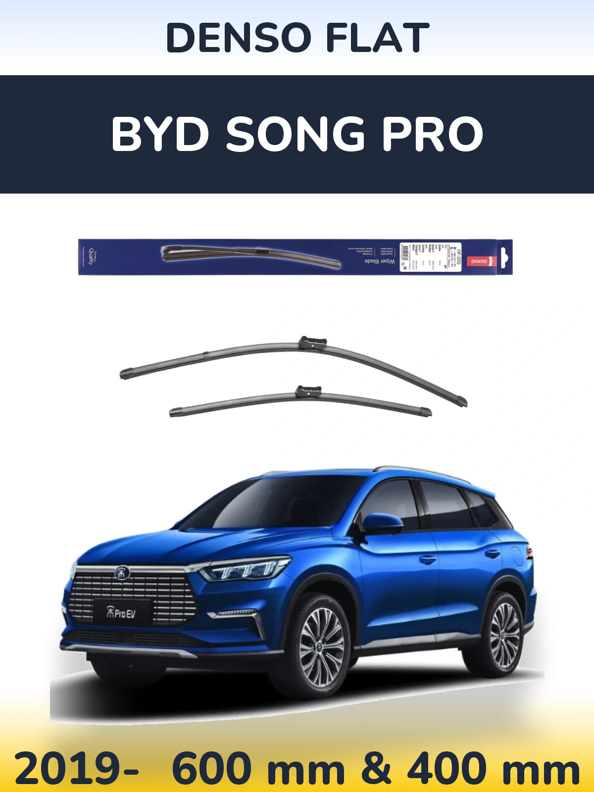 Sada předních stěračů Denso Flat 600 a 400 mm pro BYD Song Pro 2019-2026