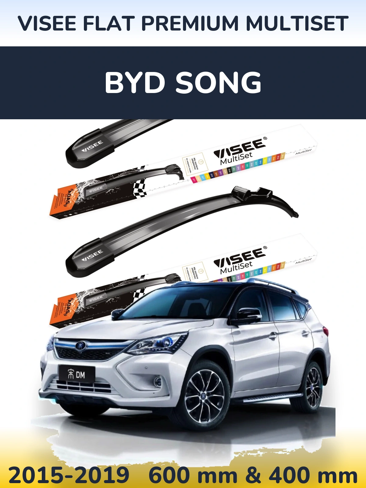 Sada předních stěračů VISEE FLAT PREMIUM MultiSet 600 a 400 mm pro BYD Song 2015-2019