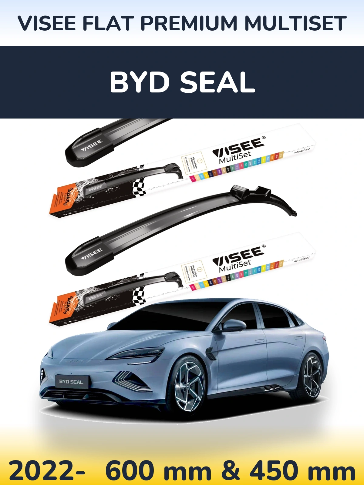 Sada předních stěračů VISEE FLAT PREMIUM MultiSet 600 a 450 mm pro BYD Seal 2022-2026