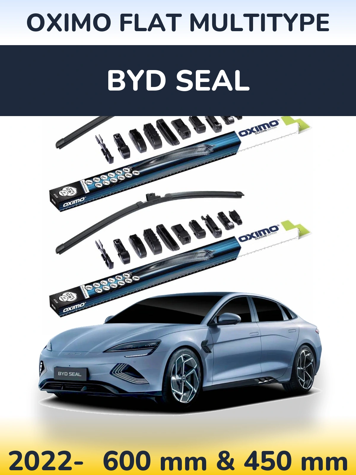 Sada předních stěračů Oximo Flat MultiType 600 a 450 mm pro BYD Seal 2022-2026