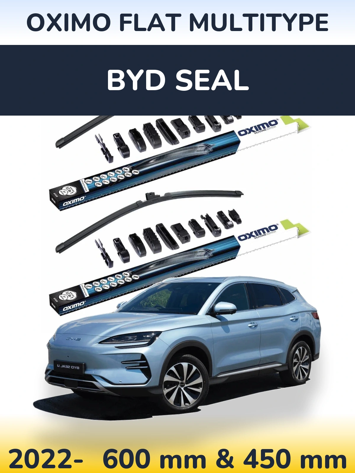 Sada předních stěračů Oximo Flat MultiType 600 a 450 mm pro BYD Seal 2022-2026