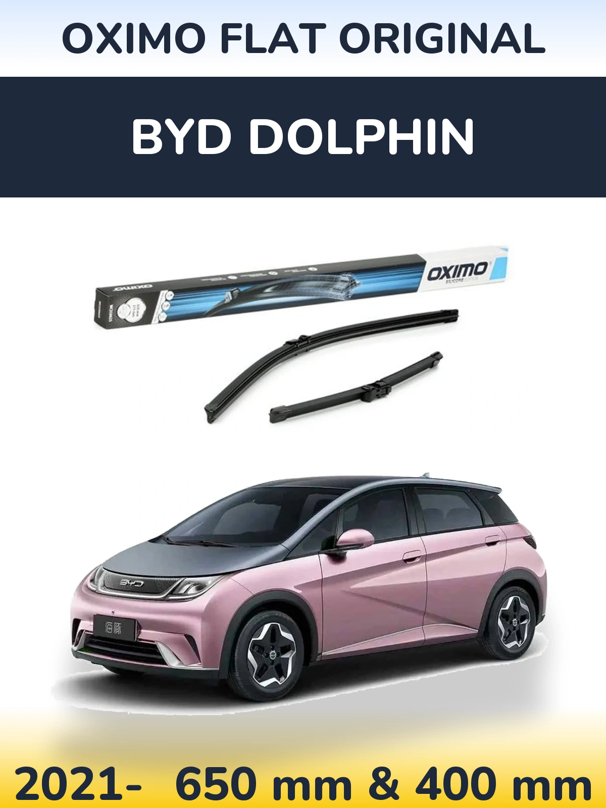 Sada předních stěračů Oximo Flat Original 650 a 375 mm pro BYD Dolphin 2021-2026