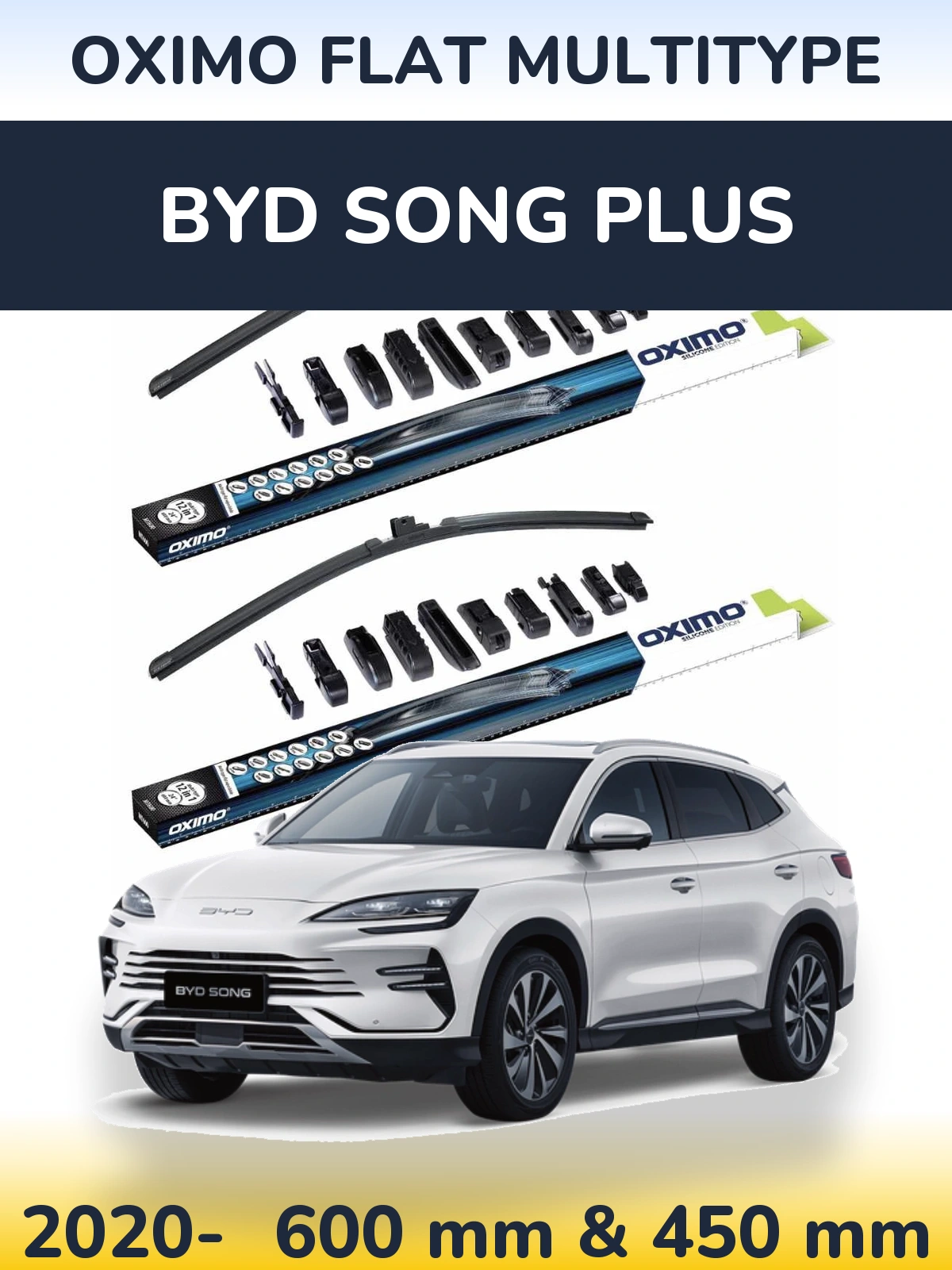 Sada předních stěračů Oximo Flat MultiType 600 a 450 mm pro BYD Song Plus 2020-2026