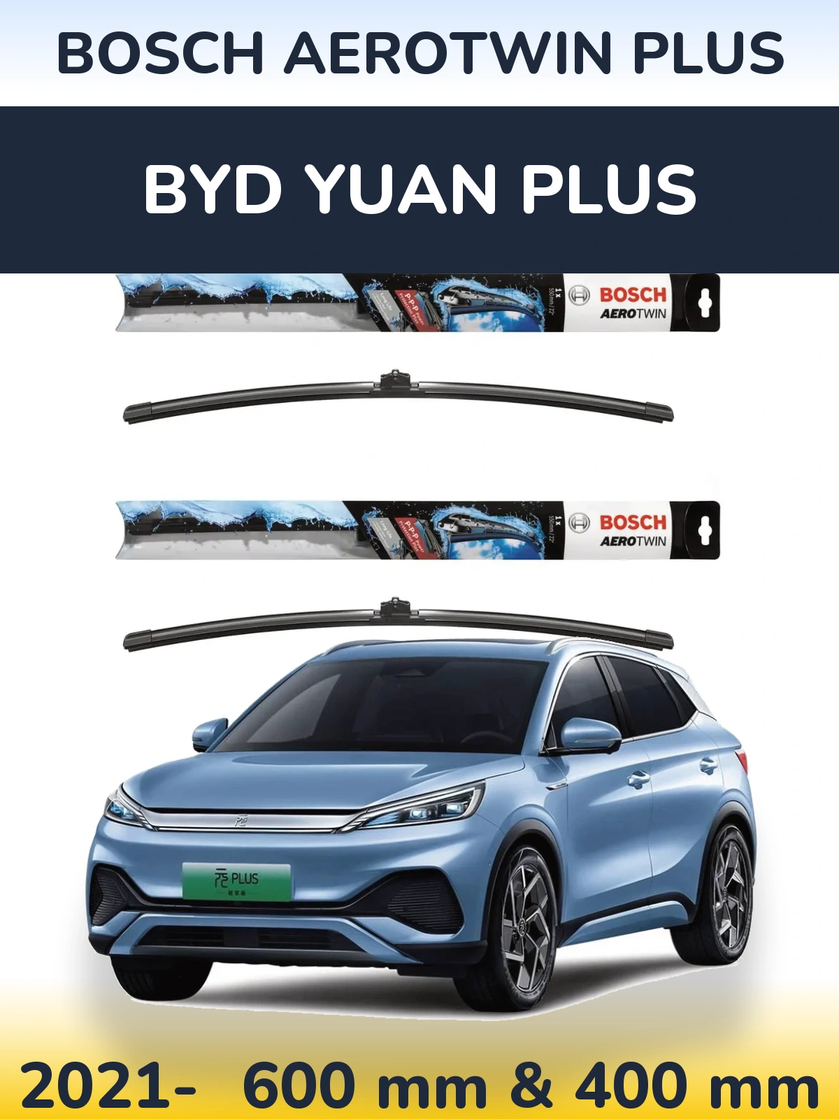 Комплект передніх щіток BOSCH AeroTwin Plus 600 & 400 мм для BYD Yuan Plus 2021-2026