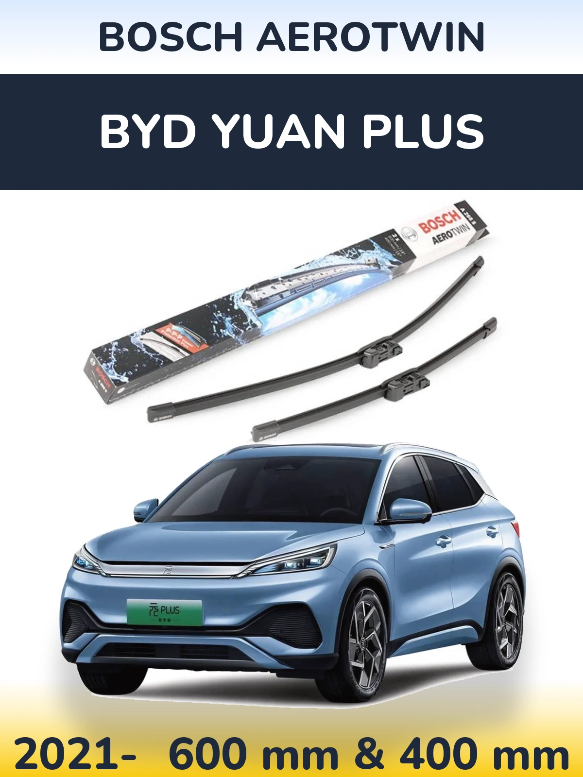 Sada předních stěračů BOSCH AeroTwin 600 a 400 mm pro BYD Yuan Plus 2021-2026