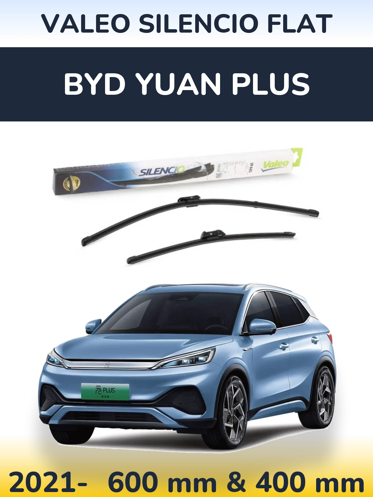 Sada předních stěračů Valeo Silencio Flat 600 a 400 mm pro BYD Yuan Plus 2021-2026