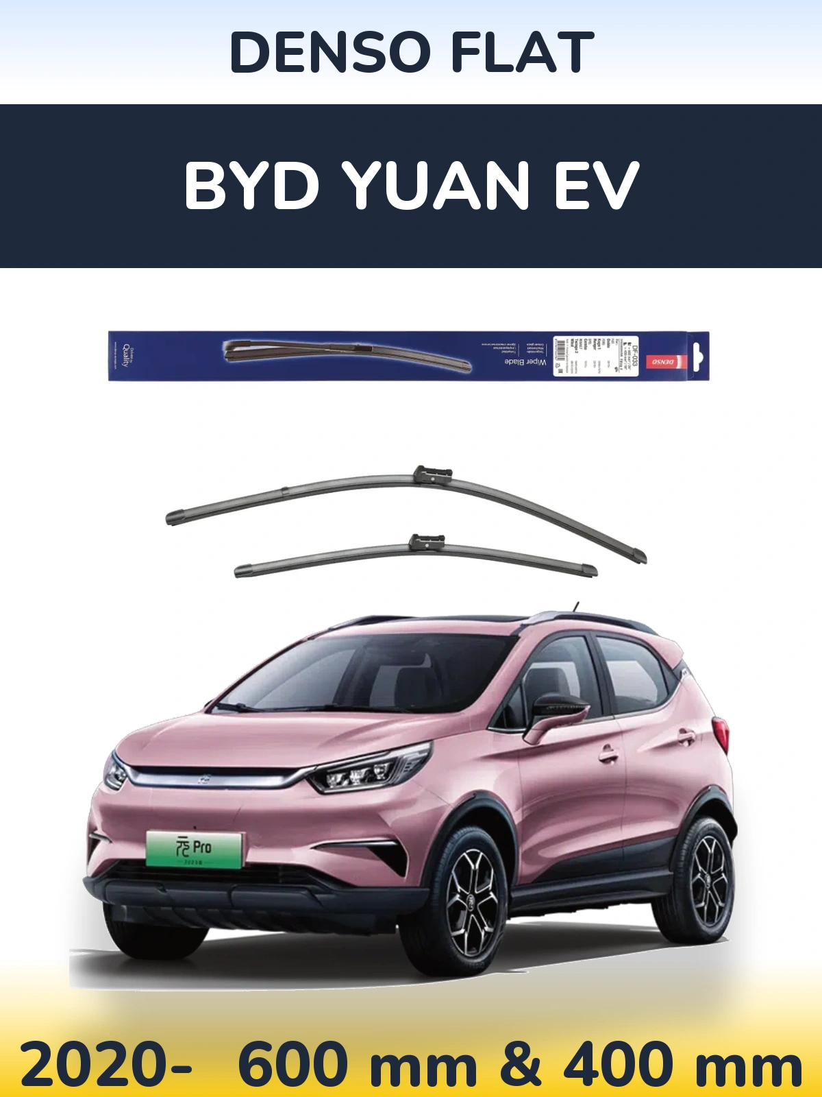 Sada předních stěračů Denso Flat 600 a 400 mm pro BYD Yuan EV 2020-2026