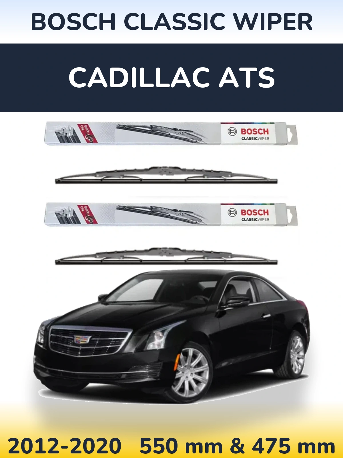 Sada předních stěračů BOSCH Classic Wiper 550 a 475 mm pro Cadillac ATS 2012-2020