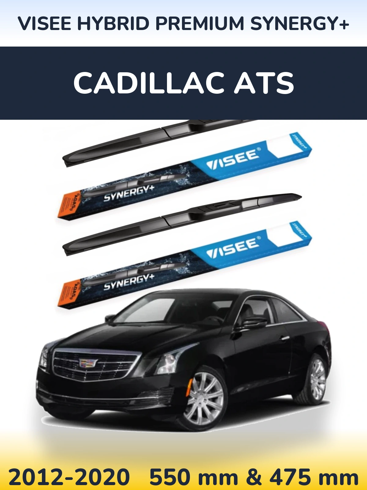 Sada předních stěračů VISEE HYBRID PREMIUM SYNERGY+ 550 a 475 mm pro Cadillac ATS 2012-2020