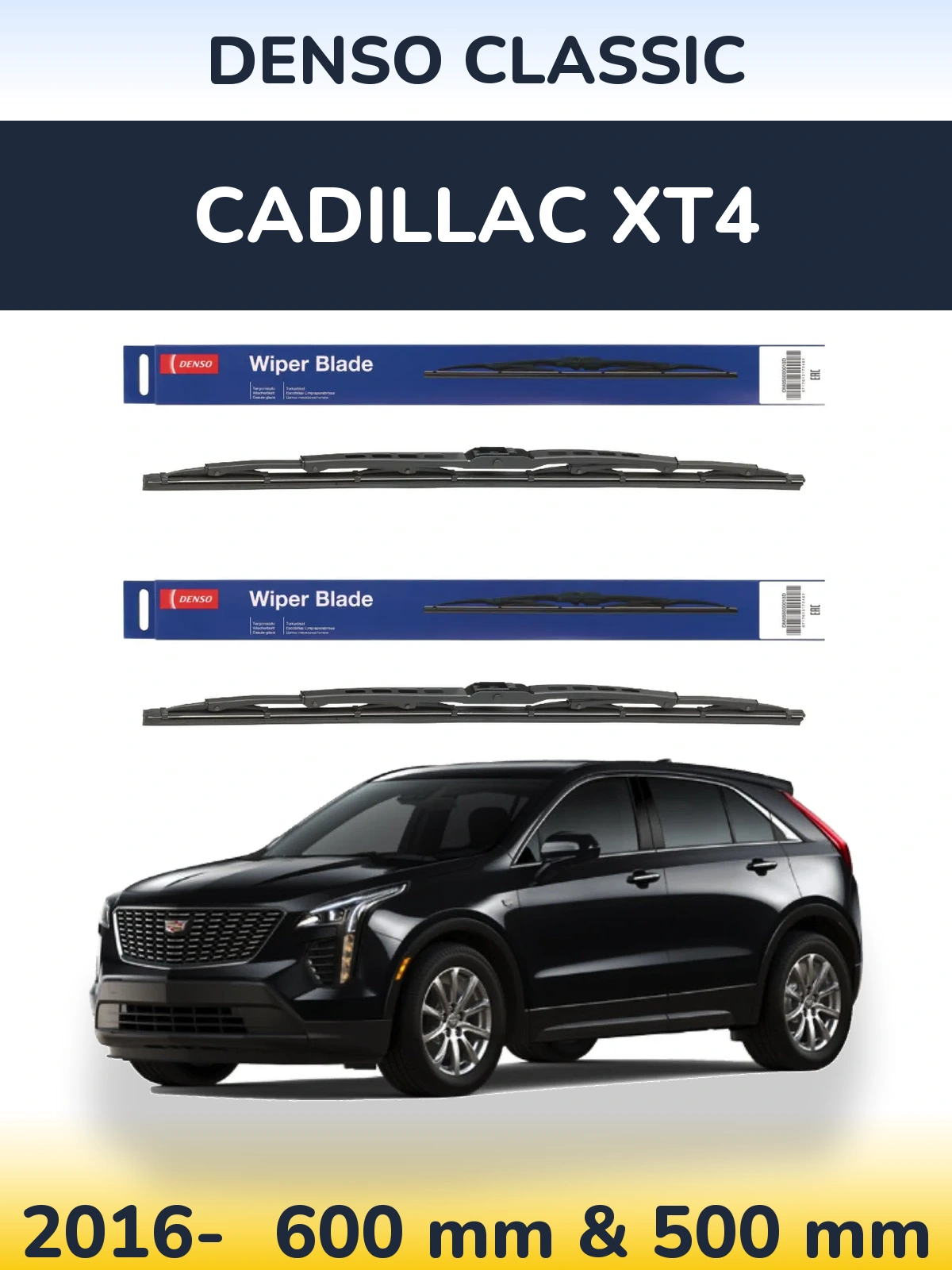 Sada předních stěračů Denso Classic 600 a 500 mm pro Cadillac XT4 2016-2026