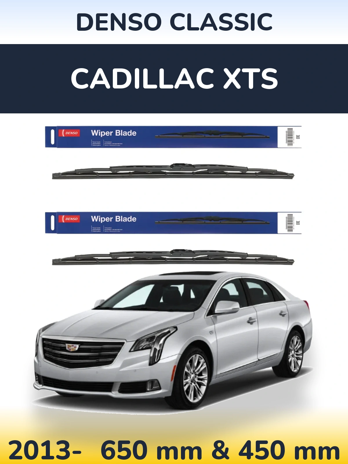 Sada předních stěračů Denso Classic 650 a 450 mm pro Cadillac XTS 2013-2026