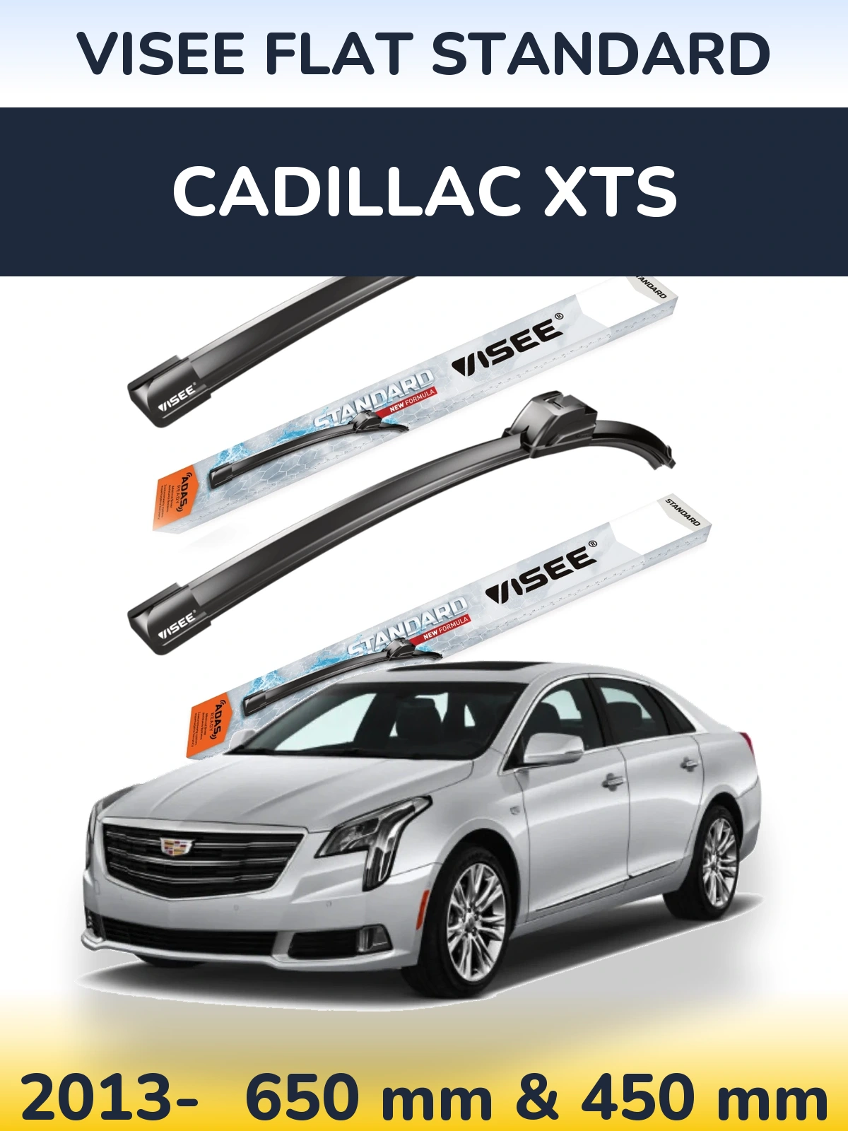 Sada předních stěračů VISEE FLAT STANDARD 650 a 450 mm pro Cadillac XTS 2013-2026