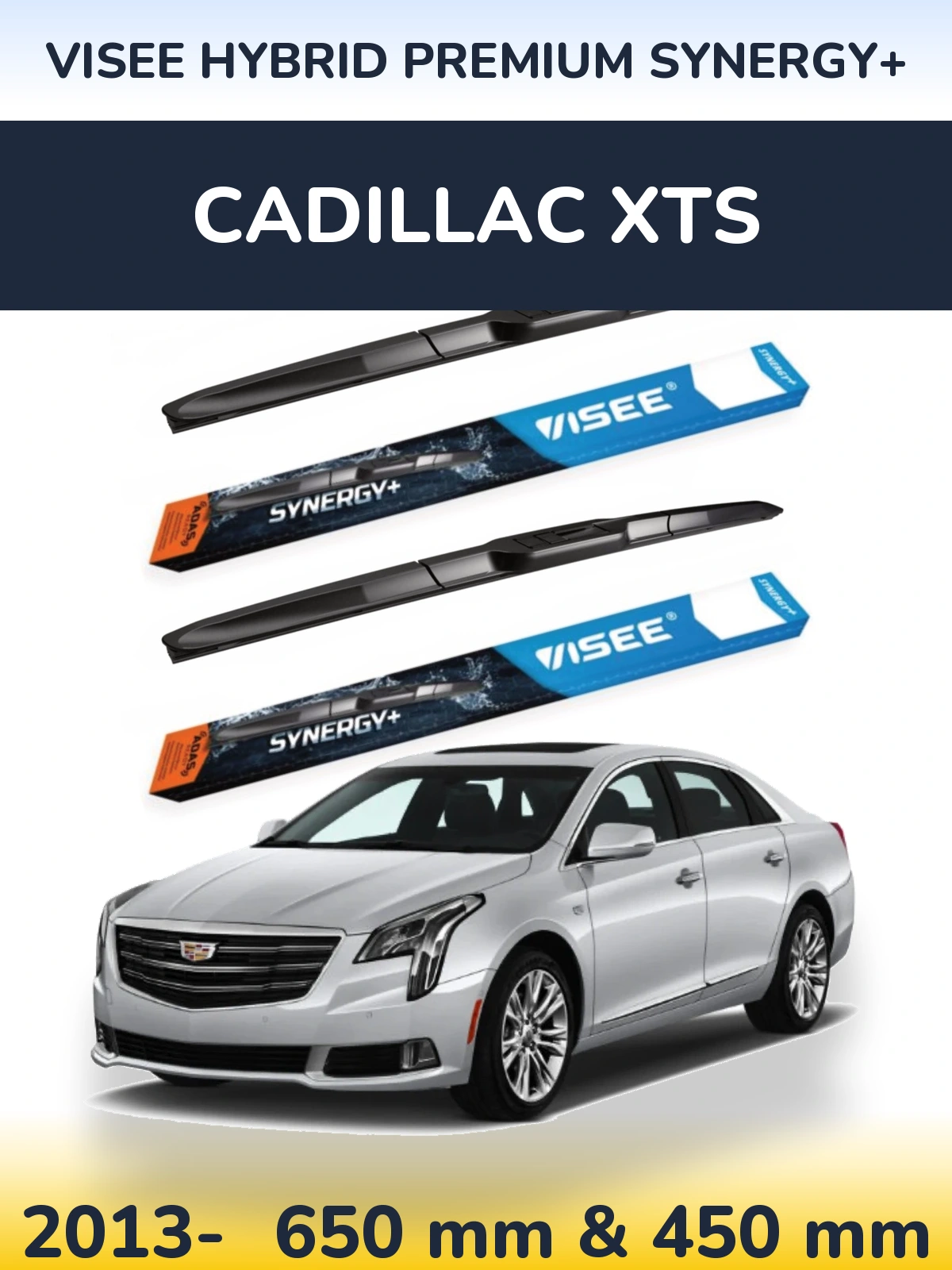 Sada předních stěračů VISEE HYBRID PREMIUM SYNERGY+ 650 a 450 mm pro Cadillac XTS 2013-2026