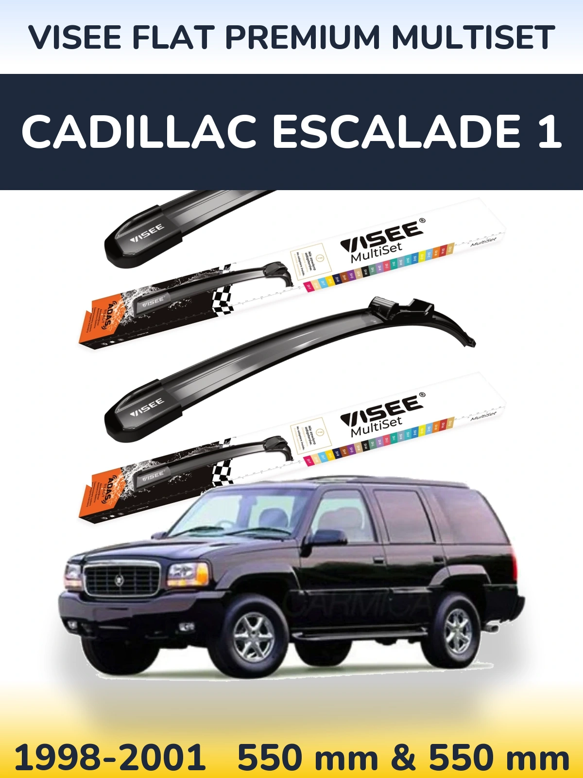 Sada předních stěračů VISEE FLAT PREMIUM MultiSet 550 a 550 mm pro Cadillac Escalade 1 1998-2001