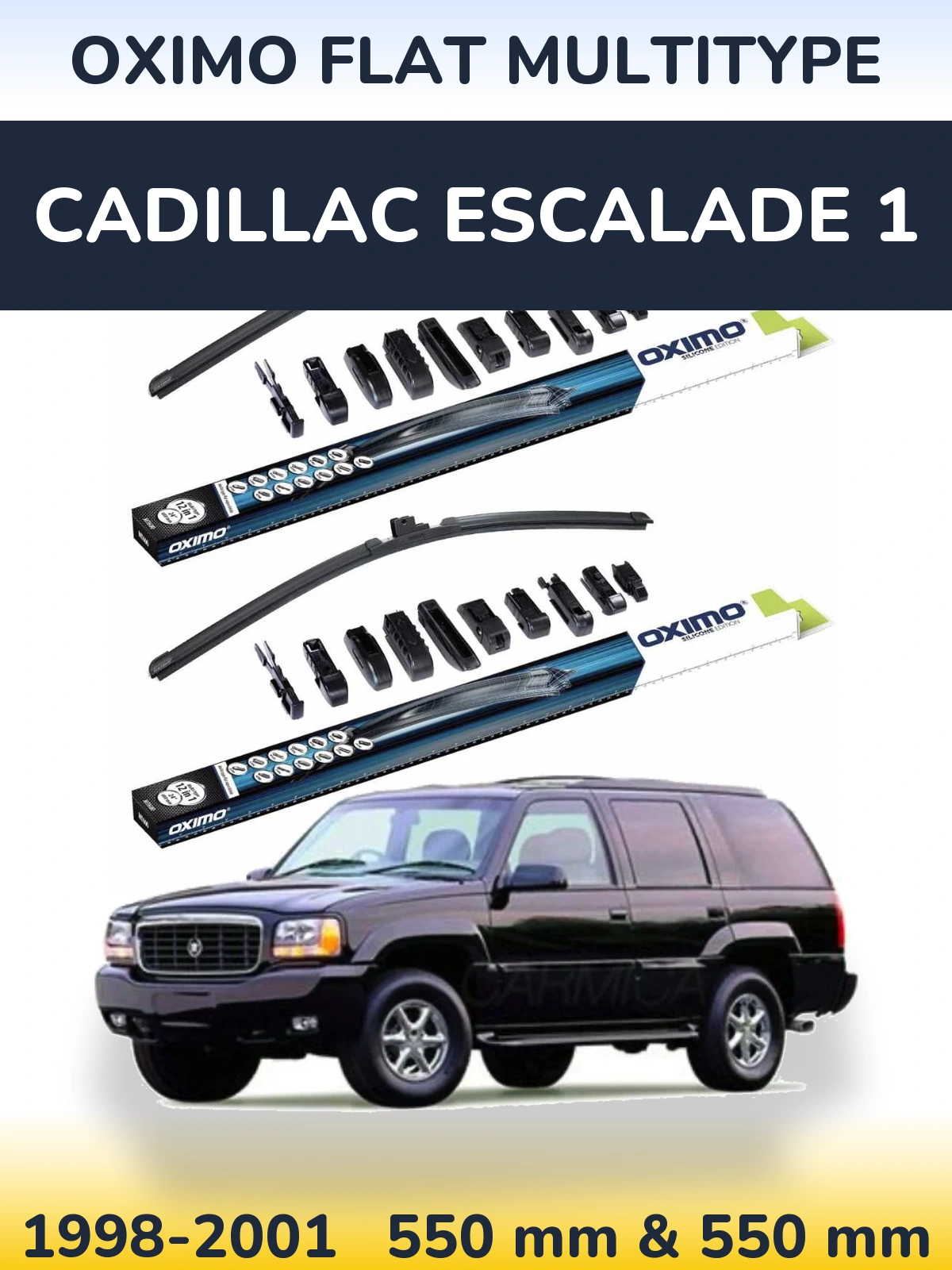 Sada předních stěračů Oximo Flat MultiType 550 a 550 mm pro Cadillac Escalade 1 1998-2001