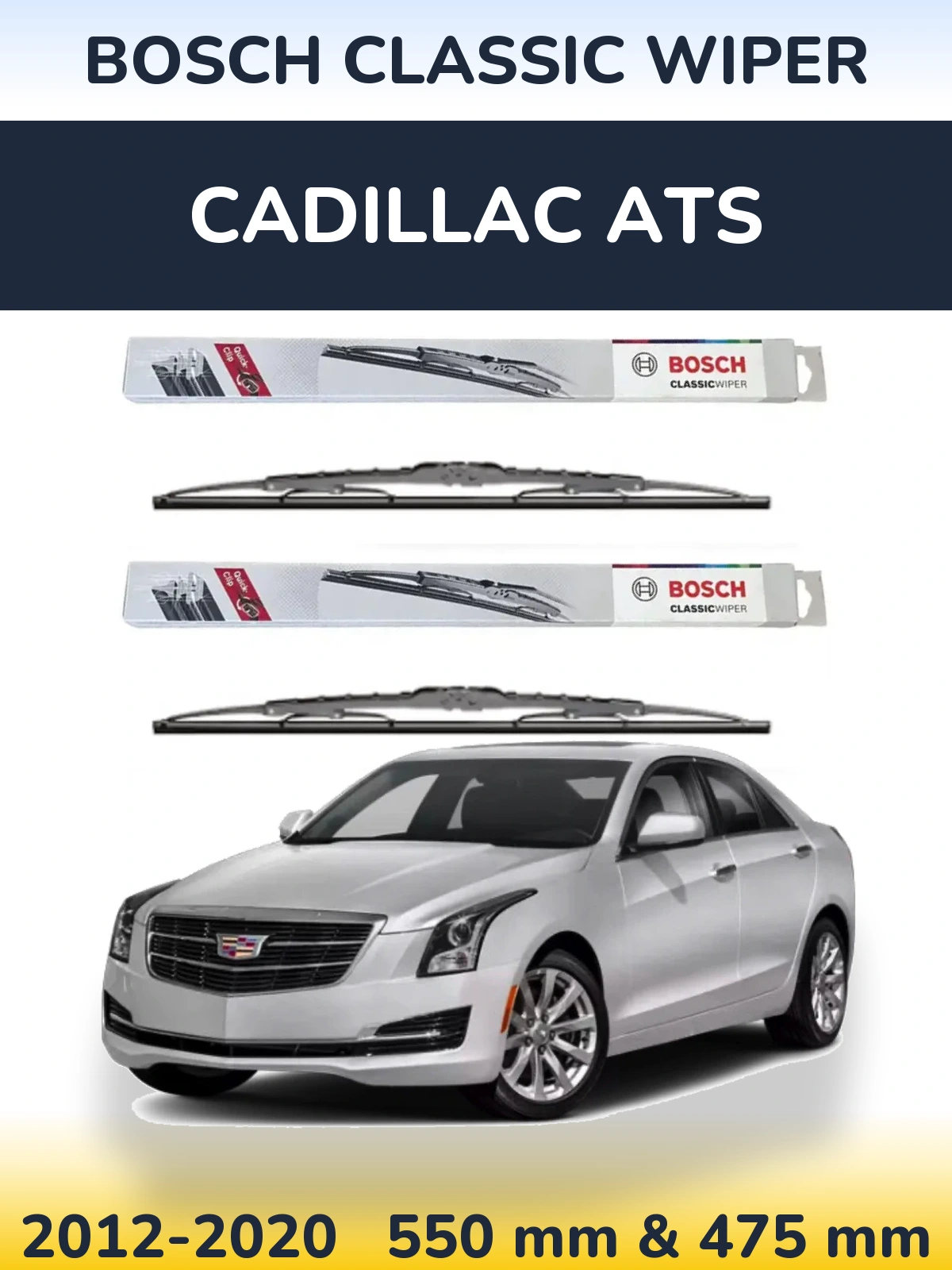 Комплект передніх щіток BOSCH Classic Wiper 550 & 475 мм для Cadillac ATS 2012-2020