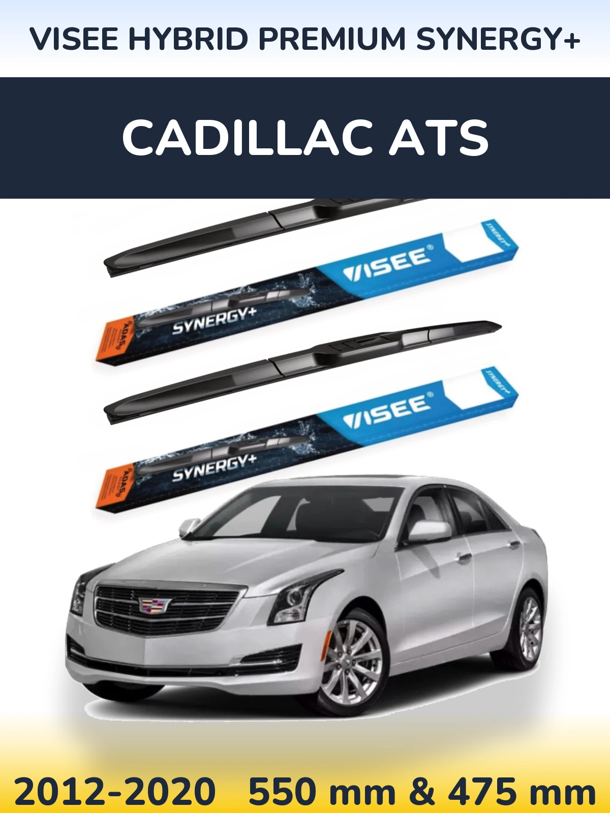 Sada předních stěračů VISEE HYBRID PREMIUM SYNERGY+ 550 a 475 mm pro Cadillac ATS 2012-2020