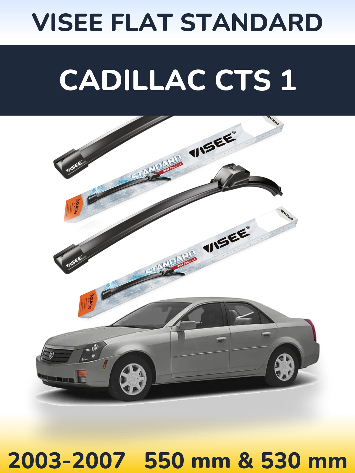 Sada předních stěračů VISEE FLAT STANDARD 550 a 530 mm pro Cadillac CTS 1 2003-2007
