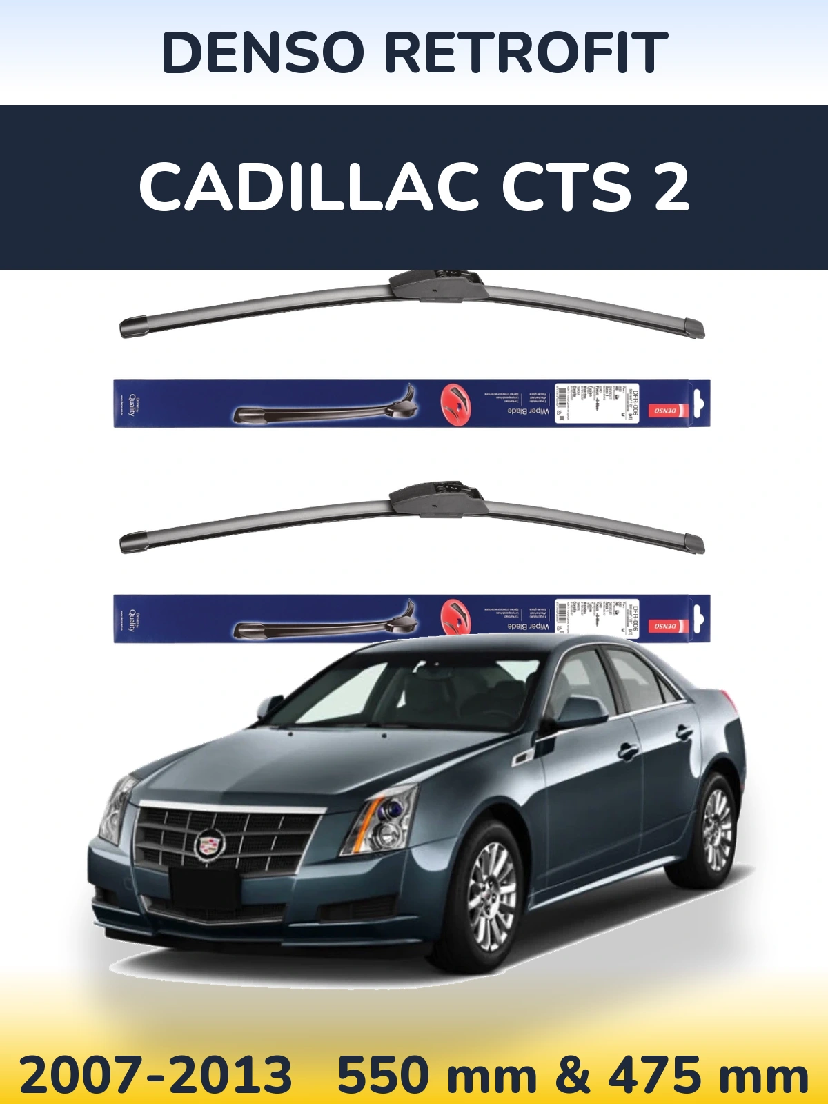 Sada předních stěračů Denso Retrofit 550 a 475 mm pro Cadillac CTS 2 2007-2013