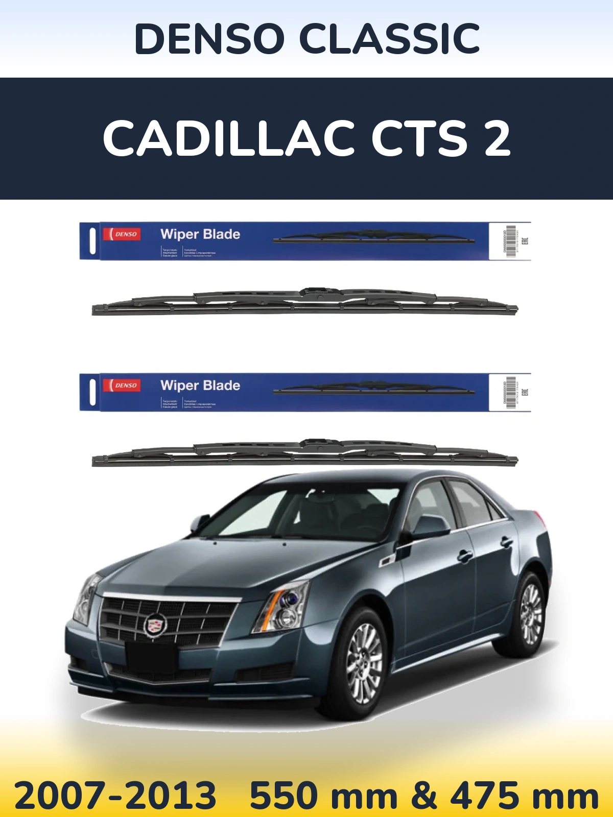 Sada předních stěračů Denso Classic 550 a 475 mm pro Cadillac CTS 2 2007-2013