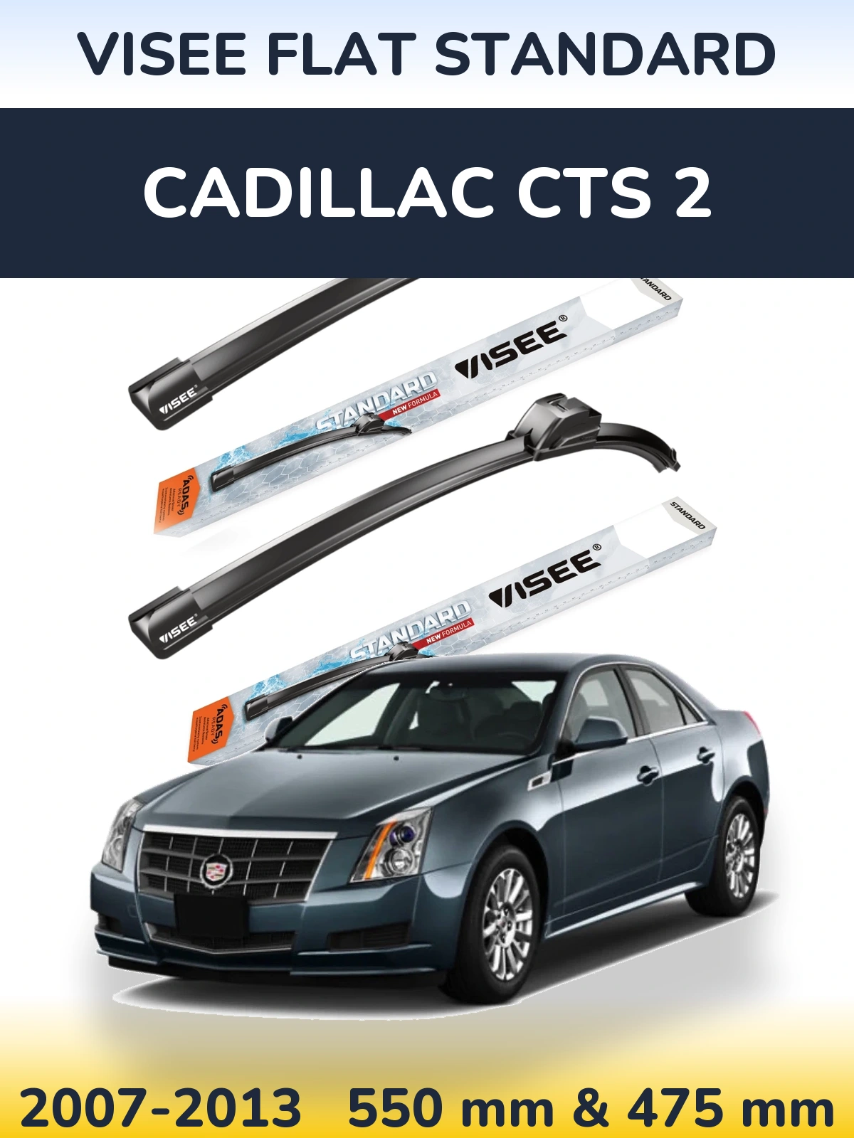Sada předních stěračů VISEE FLAT STANDARD 550 a 475 mm pro Cadillac CTS 2 2007-2013
