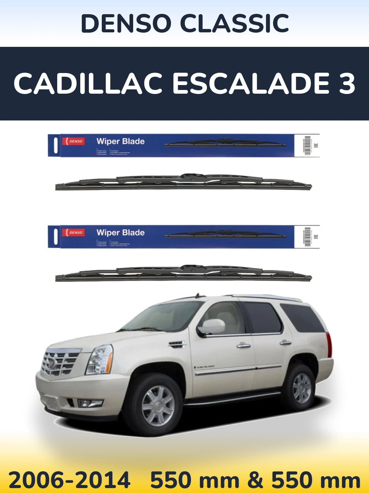 Sada předních stěračů Denso Classic 550 a 550 mm pro Cadillac Escalade 3 2006-2014