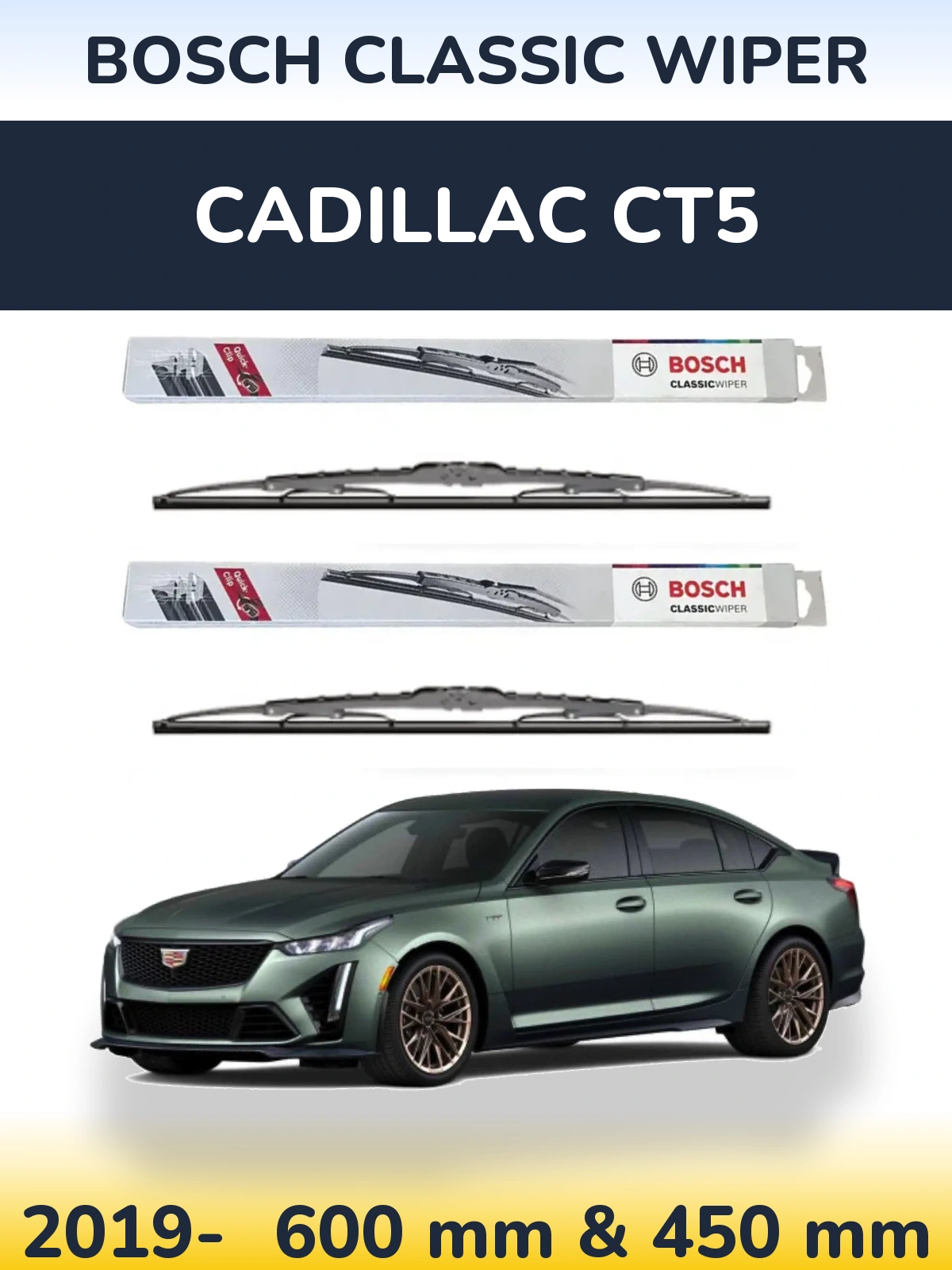 Комплект передніх щіток BOSCH Classic Wiper 600 & 450 мм для Cadillac CT5 2019-2026