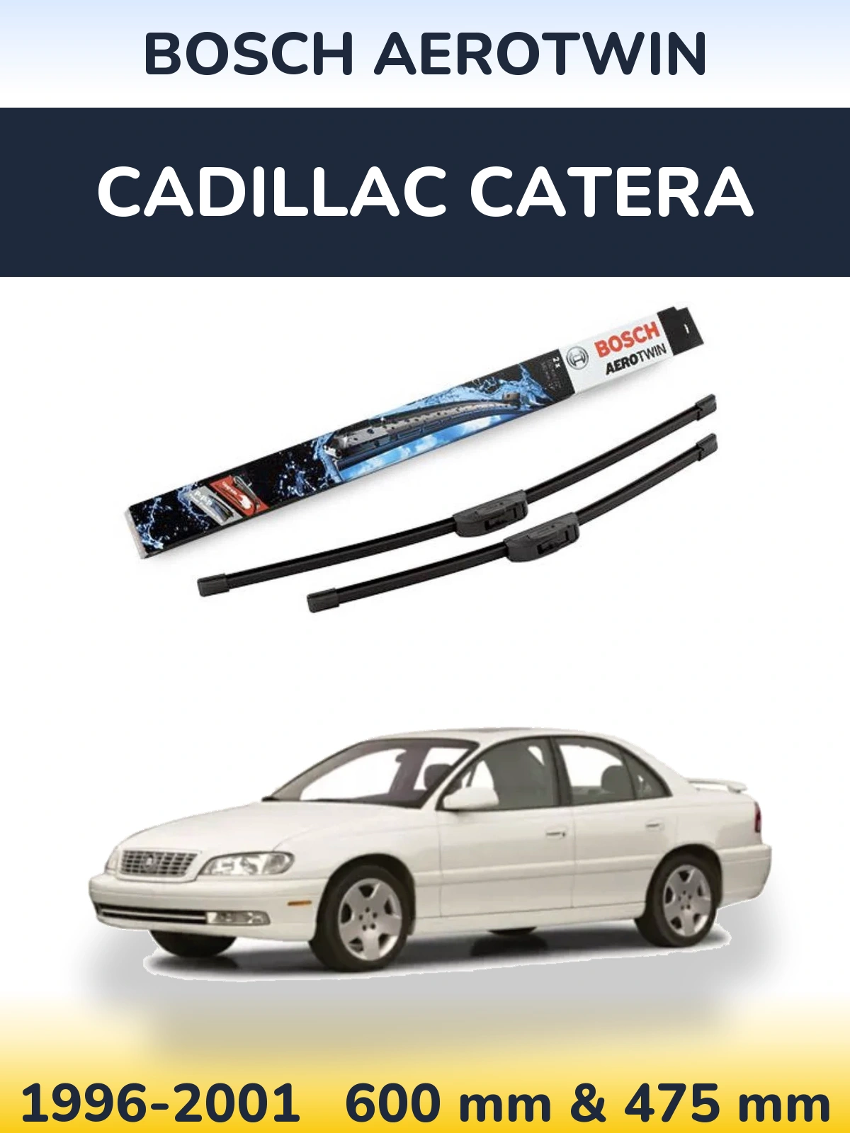 Sada předních stěračů BOSCH AeroTwin 600 a 475 mm pro Cadillac Catera 1996-2001