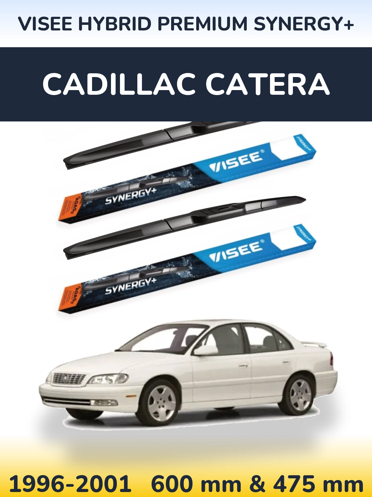 Sada předních stěračů VISEE HYBRID PREMIUM SYNERGY+ 600 a 475 mm pro Cadillac Catera 1996-2001