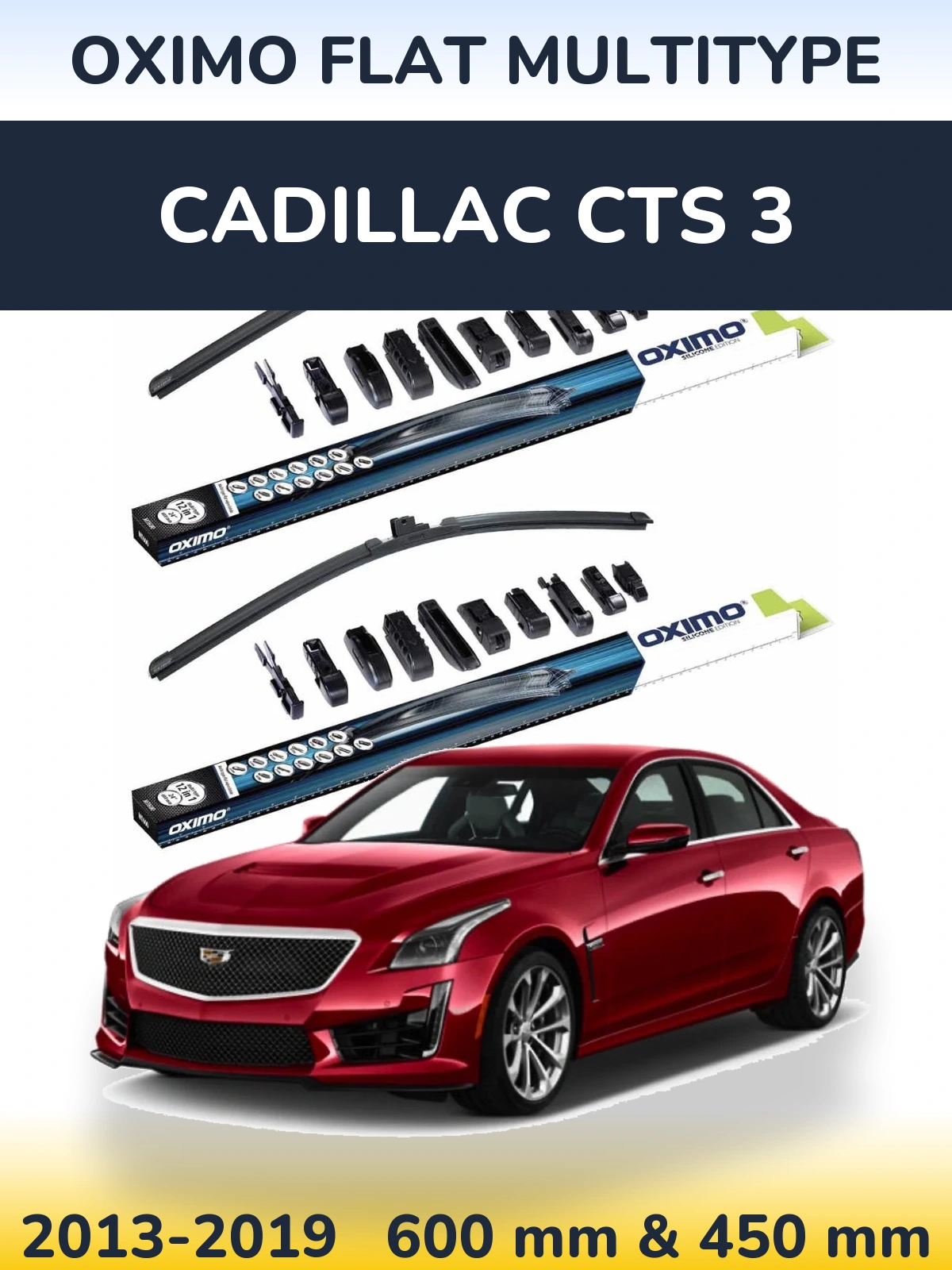 Sada předních stěračů Oximo Flat MultiType 600 a 450 mm pro Cadillac CTS 3 2013-2019