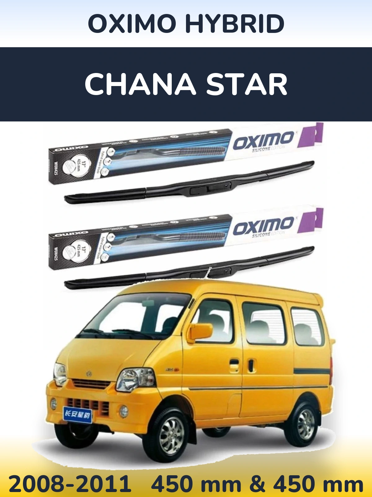 Sada předních stěračů Oximo Hybrid 450 a 450 mm pro Chana Star 2008-2011