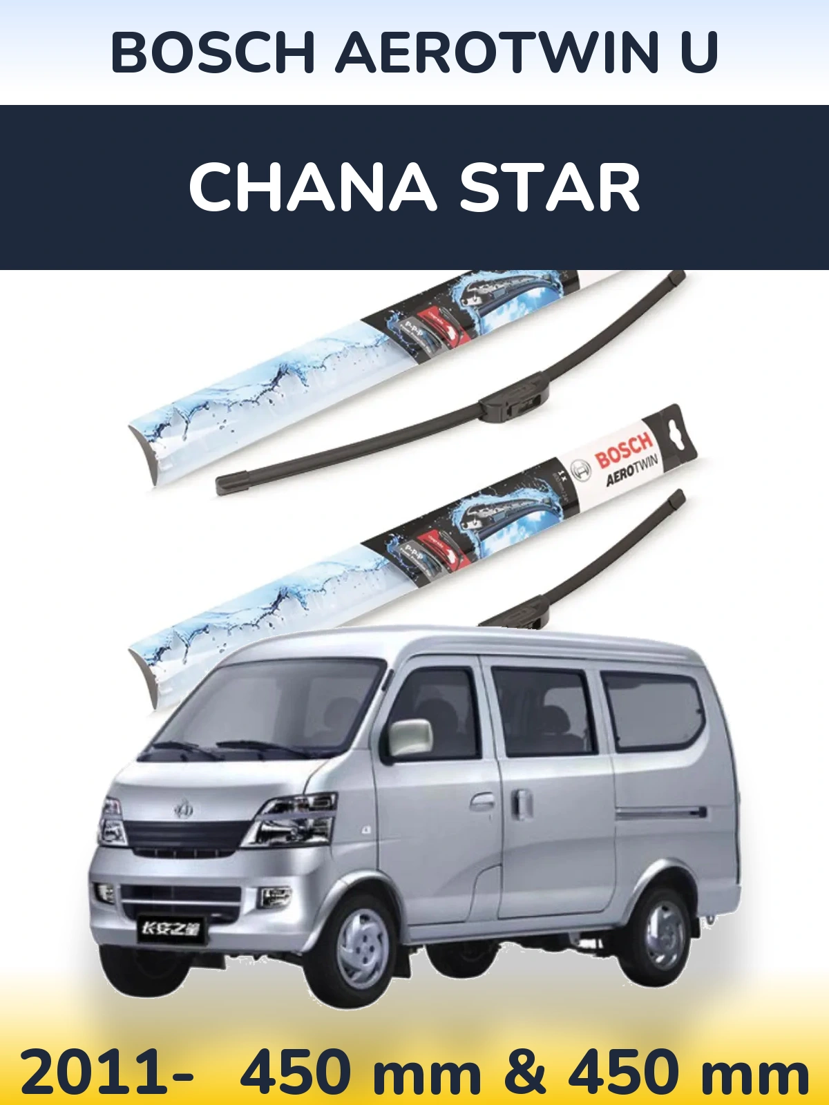 Sada předních stěračů BOSCH AeroTwin U 450 a 450 mm pro Chana Star 2011-2026