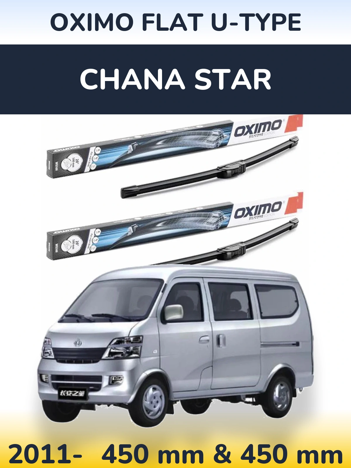Sada předních stěračů Oximo Flat U-type 450 a 450 mm pro Chana Star 2011-2026