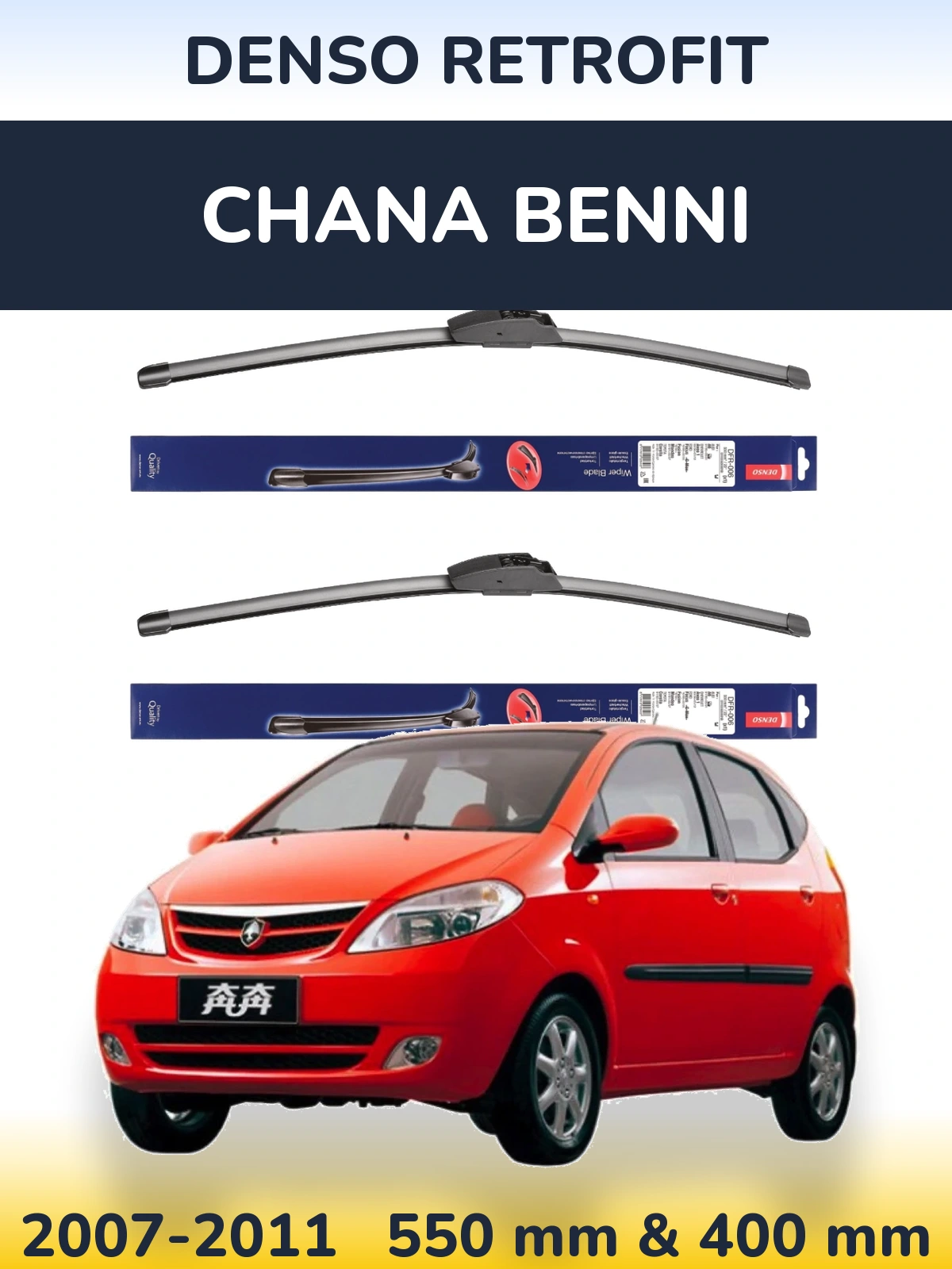 Sada předních stěračů Denso Retrofit 550 a 400 mm pro Chana Benni 2007-2011