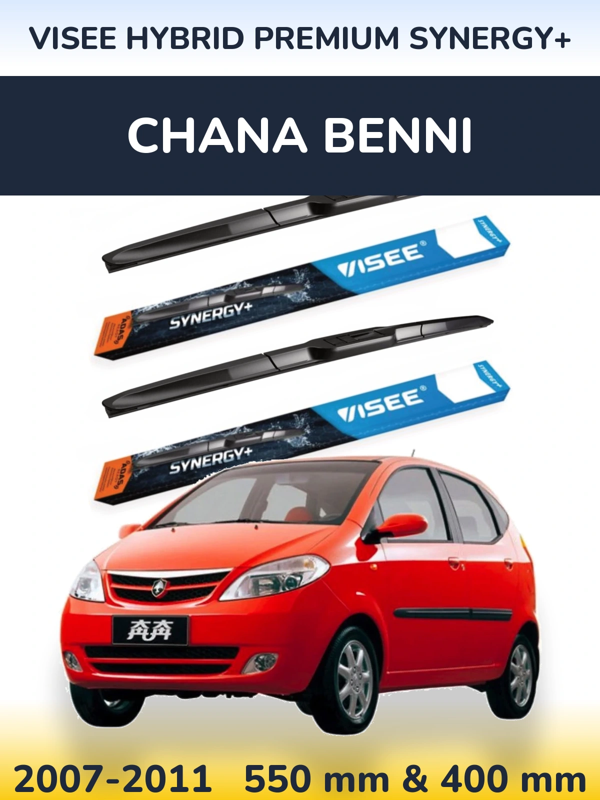 Sada předních stěračů VISEE HYBRID PREMIUM SYNERGY+ 550 a 400 mm pro Chana Benni 2007-2011