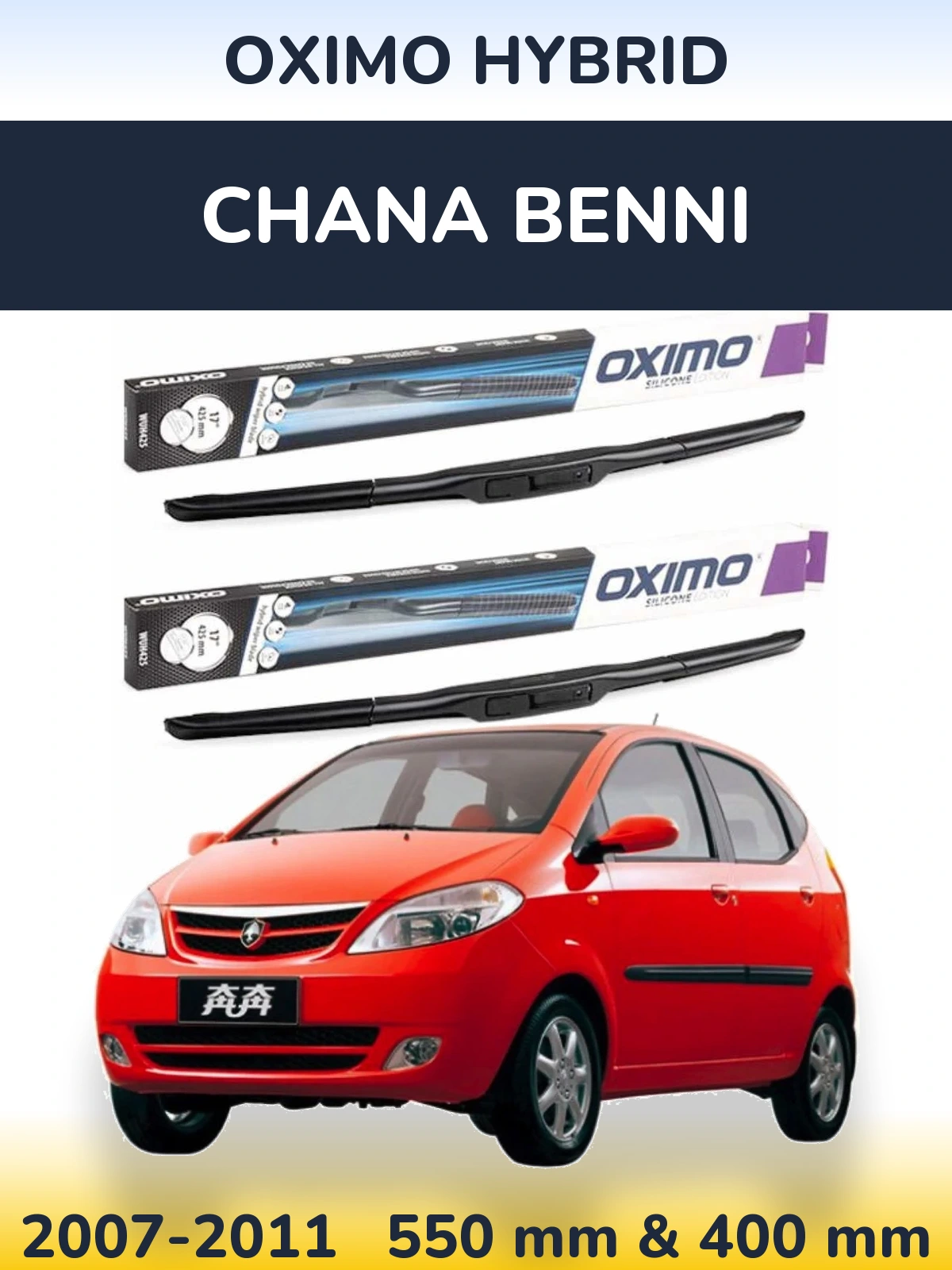 Sada předních stěračů Oximo Hybrid 550 a 400 mm pro Chana Benni 2007-2011
