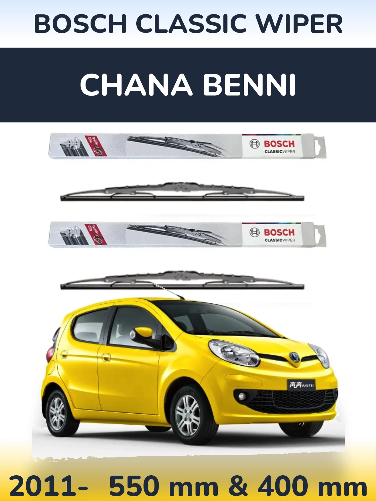 Sada předních stěračů BOSCH Classic Wiper 550 a 400 mm pro Chana Benni 2011-2026