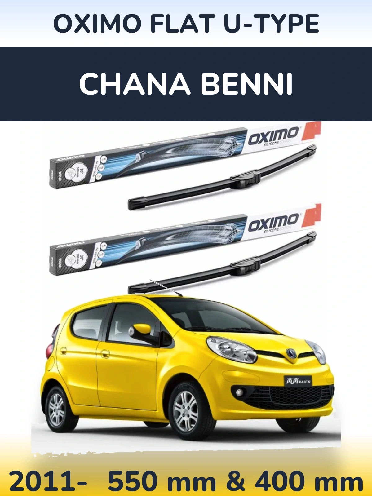 Sada předních stěračů Oximo Flat U-type 550 a 400 mm pro Chana Benni 2011-2026