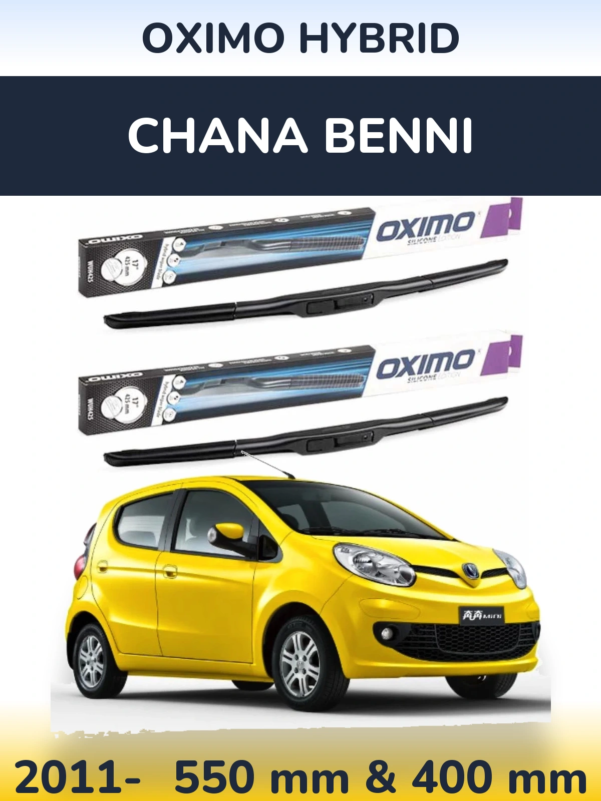 Sada předních stěračů Oximo Hybrid 550 a 400 mm pro Chana Benni 2011-2026