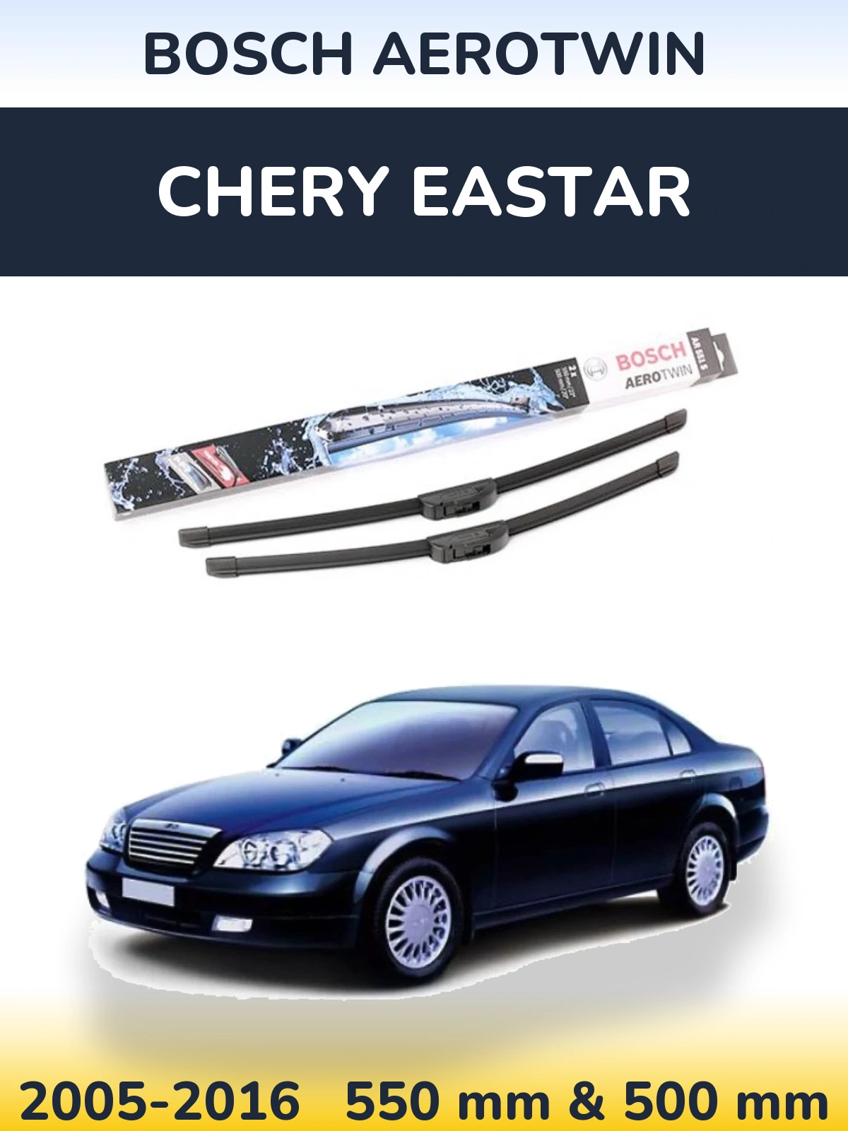 Sada předních stěračů BOSCH AeroTwin 550 a 500 mm pro Chery Eastar 2005-2016