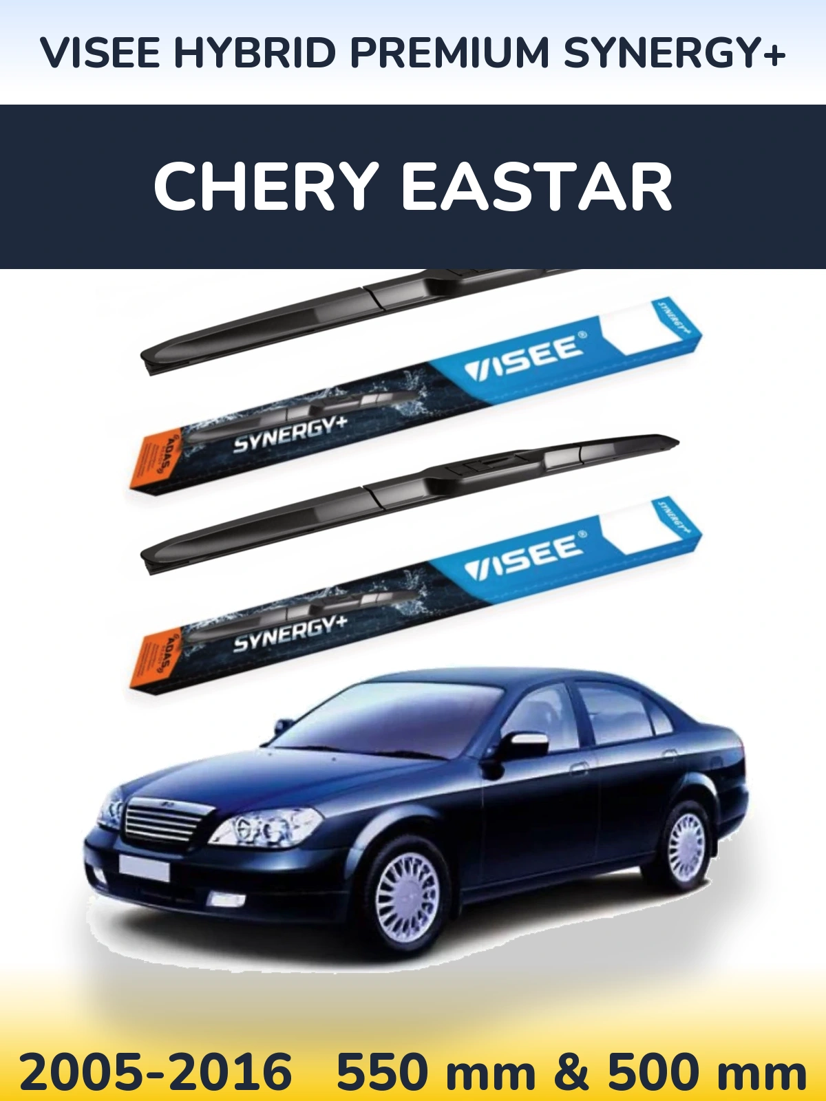 Sada předních stěračů VISEE HYBRID PREMIUM SYNERGY+ 550 a 500 mm pro Chery Eastar 2005-2016