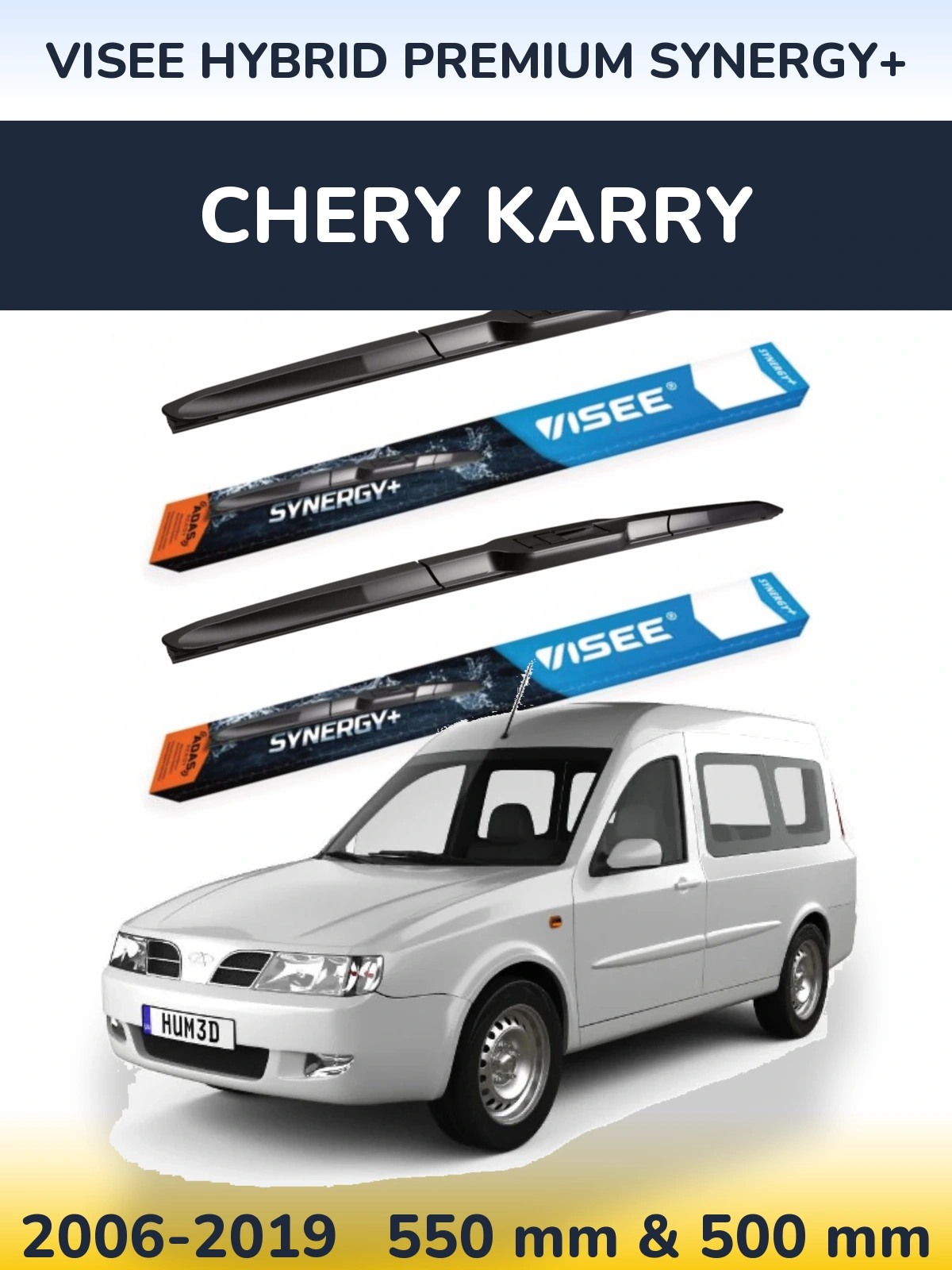 Sada předních stěračů VISEE HYBRID PREMIUM SYNERGY+ 550 a 500 mm pro Chery Karry 2006-2019