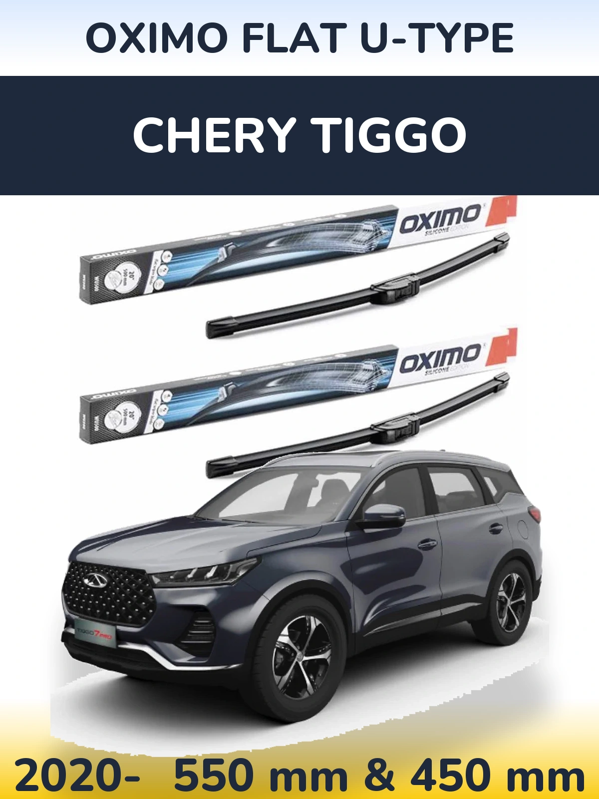 Sada předních stěračů Oximo Flat U-type 550 a 450 mm pro Chery Tiggo 2020-2026