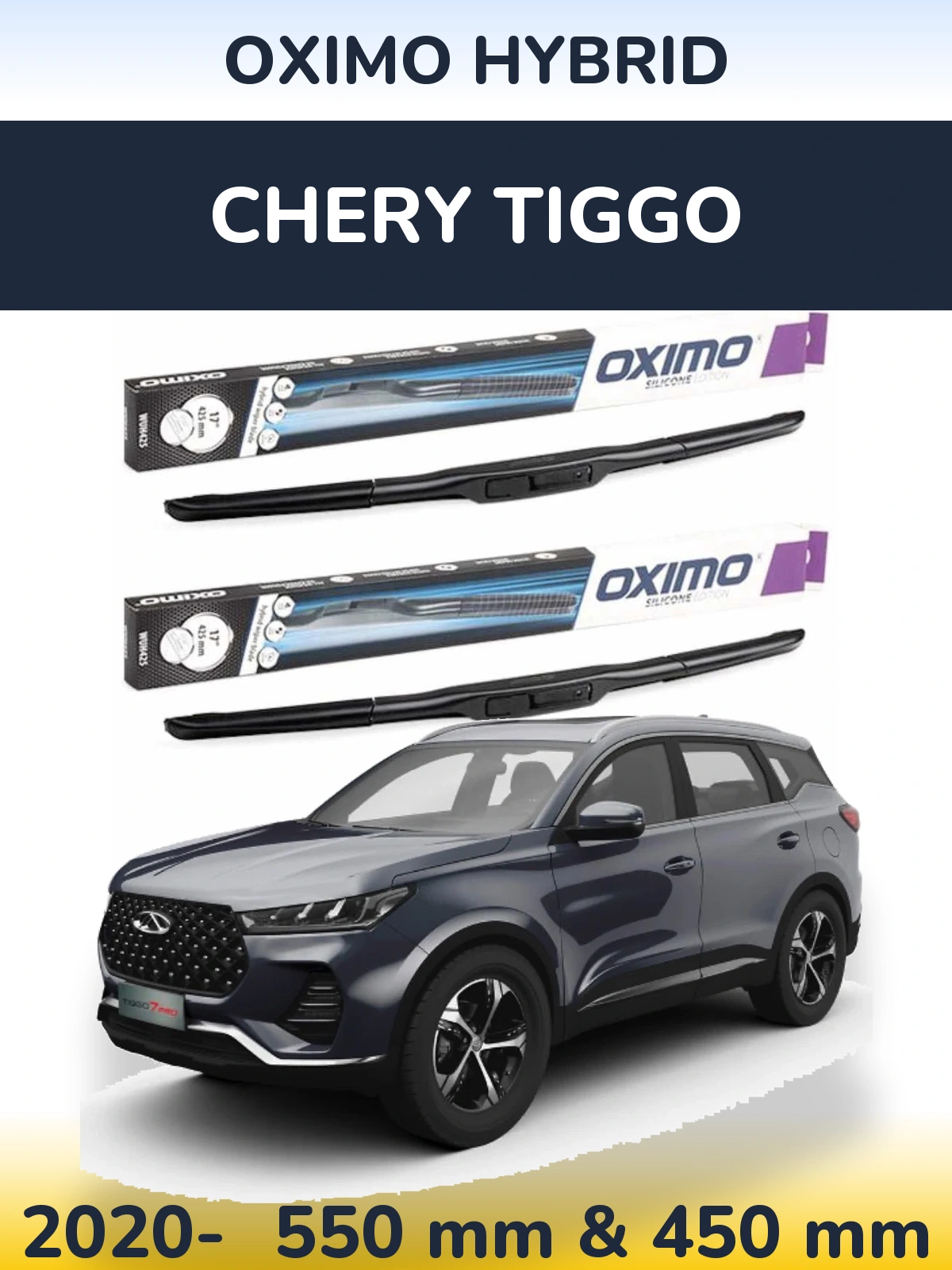 Sada předních stěračů Oximo Hybrid 550 a 450 mm pro Chery Tiggo 2020-2026
