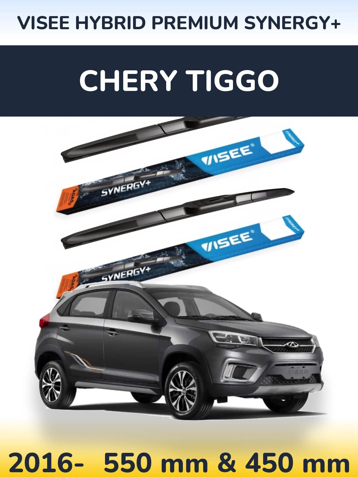 Sada předních stěračů VISEE HYBRID PREMIUM SYNERGY+ 550 a 450 mm pro Chery Tiggo 2016-2026