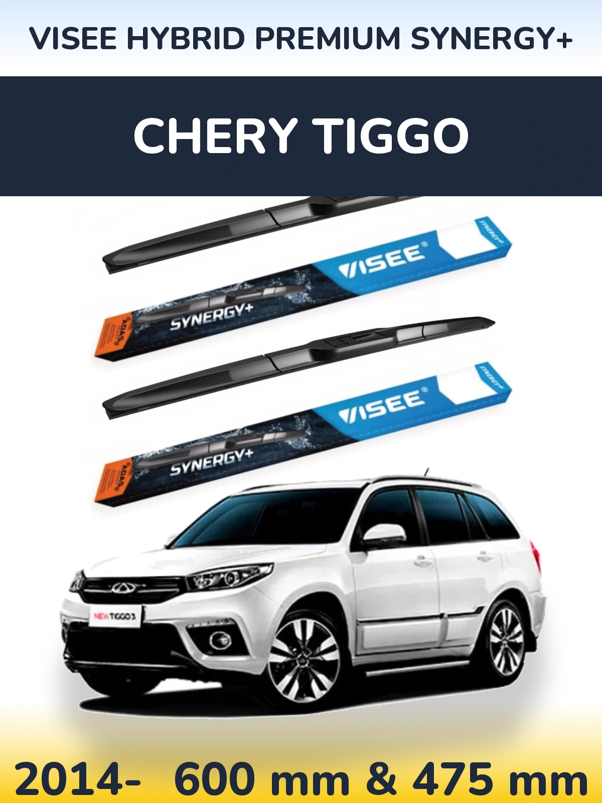 Sada předních stěračů VISEE HYBRID PREMIUM SYNERGY+ 600 a 475 mm pro Chery Tiggo 2014-2026