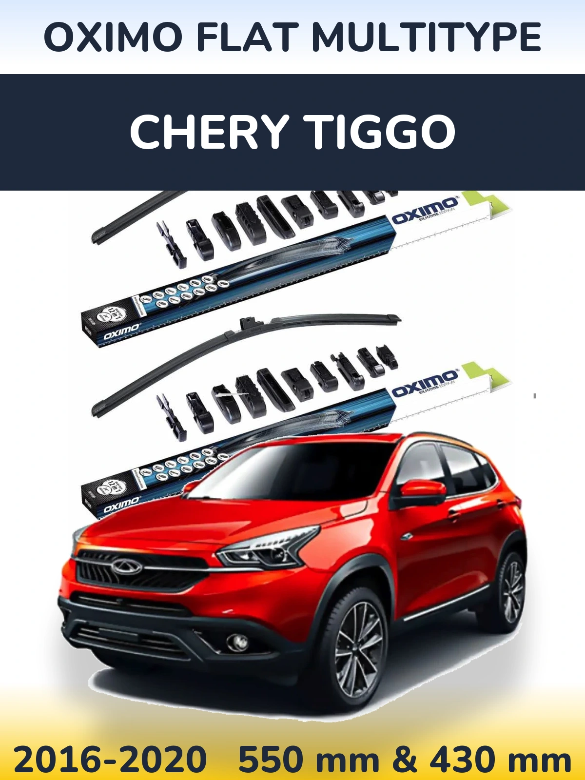 Sada předních stěračů Oximo Flat MultiType 550 a 430 mm pro Chery Tiggo 2016-2020